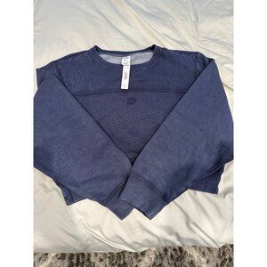 Victoria's Secret PINK Long Sleeve Fleece Cropped Sweatshirt Blue Size XL NWT